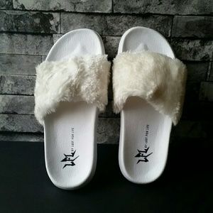 Fur Top Luxry Slip-Ons Slides Sz 6